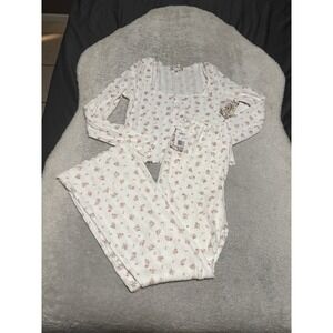 Pink Republic Ditsy Floral Pajama Set Size Medium 2 Piece Shirt Pants